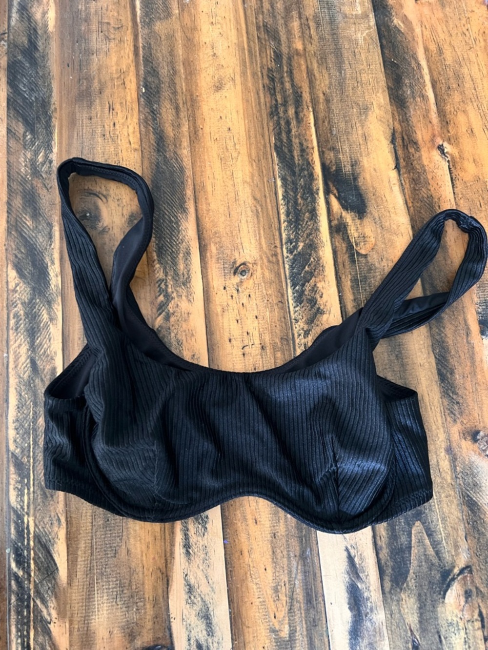 PINK Victoria's Secret Black Ribbed Bikini Top